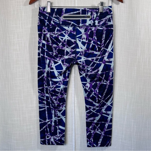 Athleta Floral Geo Sonar Crop Athletic Running Workout Leggings Blue Size S - Picture 6 of 10